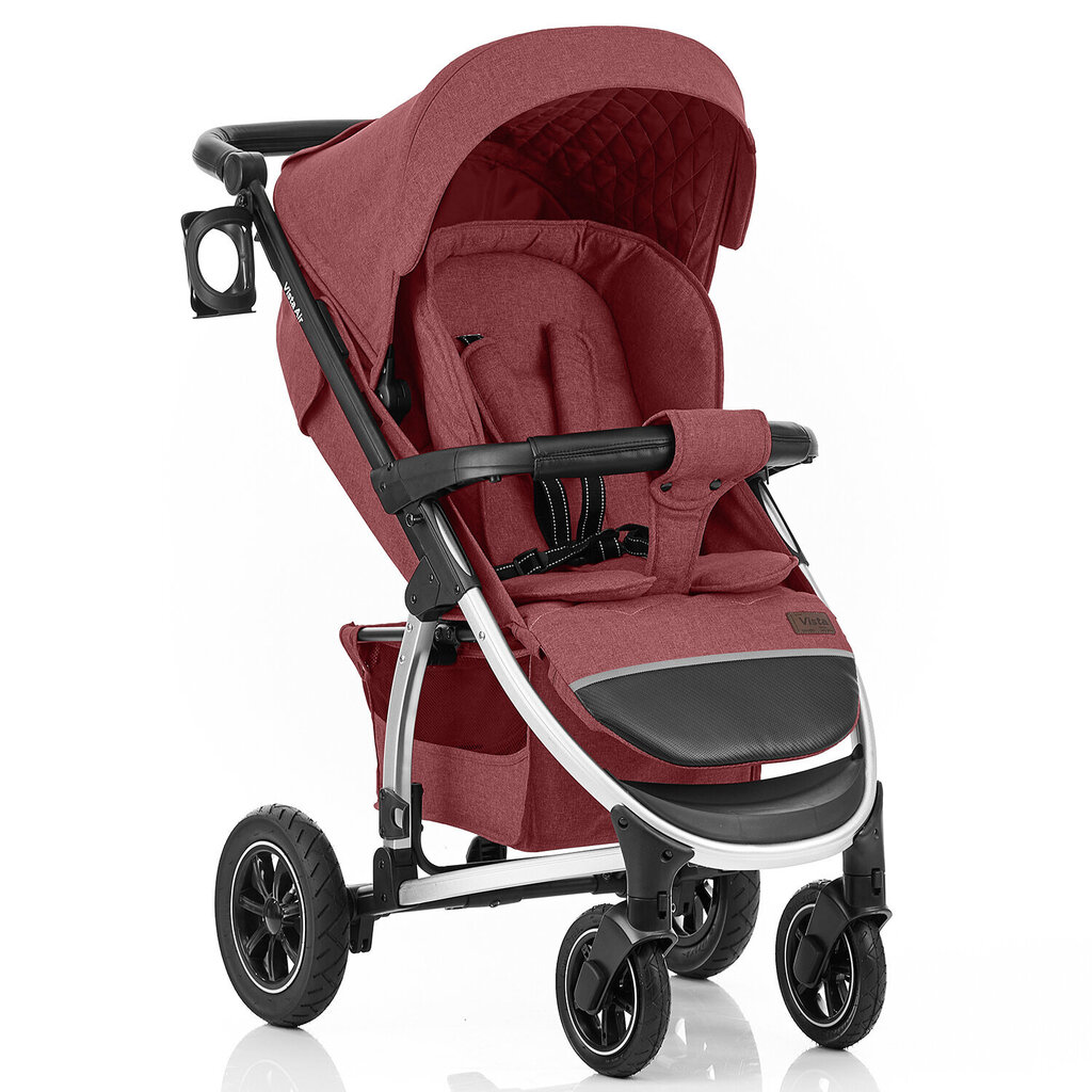 Carrello Vista Air CRL-5511 sportinis/vaikščiojimo vežimėlis 6m + su pripučiamomis padangomis Ruby Red kaina ir informacija | Vežimėliai | pigu.lt