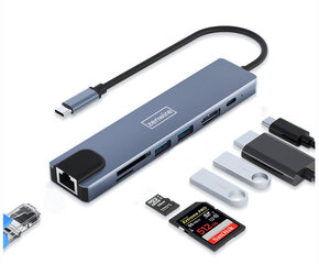 KUBAS 8in1 USB-C DisplayPort 8K 4K 144Hz RJ45 SD Zenwire цена и информация | Адаптеры, USB-разветвители | pigu.lt