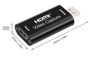 VIDEO GRABBER HDMI USB įrašymo kortelė, skirta kompiuteriui цена и информация | ТВ-тюнеры, FM, видеокарты | pigu.lt