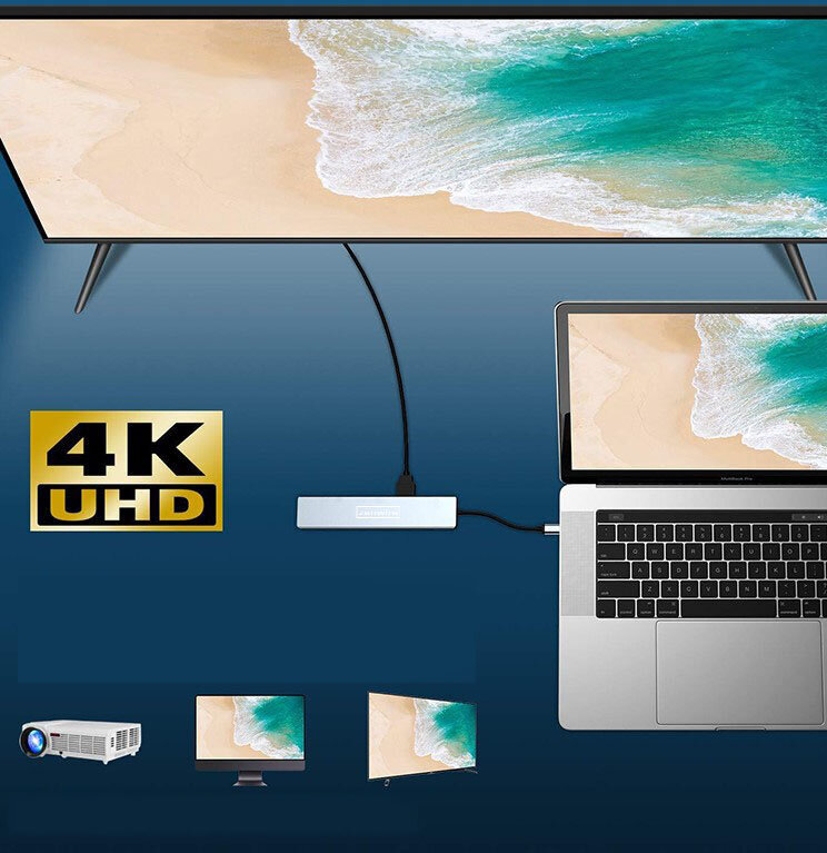 USB-C HDMI RJ45 Ethernet SD šakotuvas 9in1, skirtas Macbook Air Pro M1 Zenwire цена и информация | Adapteriai, USB šakotuvai | pigu.lt