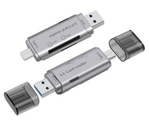 Kortelių skaitytuvas SD MicroSD TF USB 3.0 USB-C OTG 5Gb/s kaina ir informacija | Atminties kortelės telefonams | pigu.lt