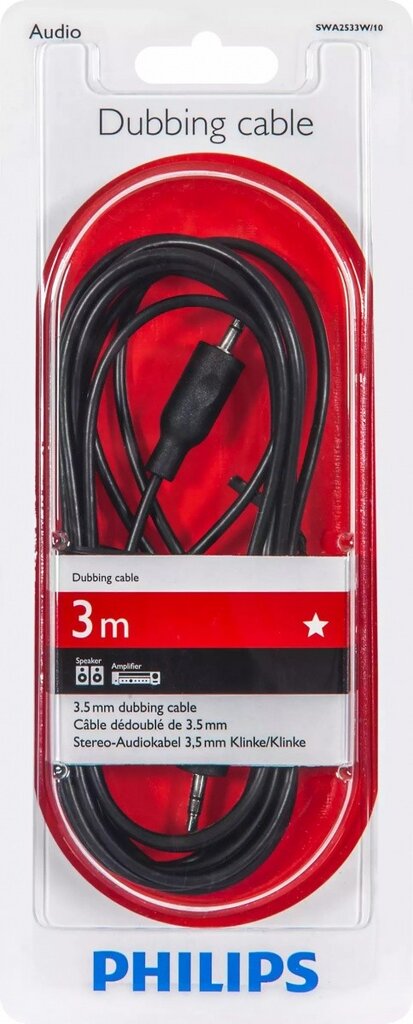 Philips Stereo dubliavimo kabelis (3,5 mm M – 3,5 mm M) kaina ir informacija | Kabeliai ir laidai | pigu.lt