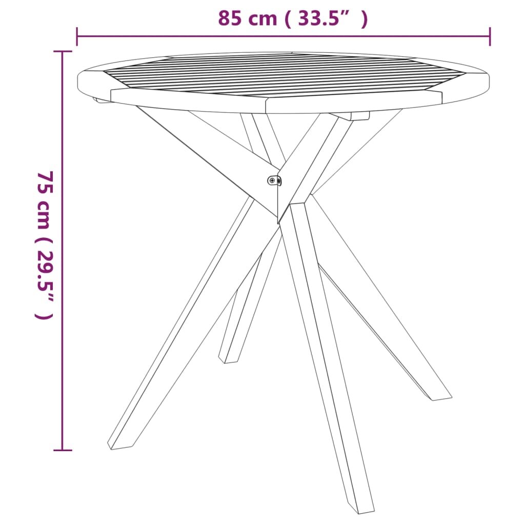 Sodo stalas, 85x85x75cm, akacijos medienos masyvas kaina ir informacija | Lauko stalai, staliukai | pigu.lt