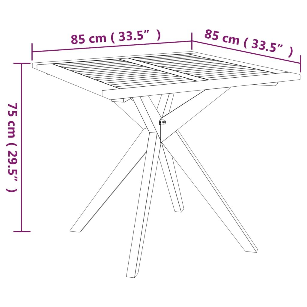 Sodo stalas, 85x85x75cm, akacijos medienos masyvas kaina ir informacija | Lauko stalai, staliukai | pigu.lt