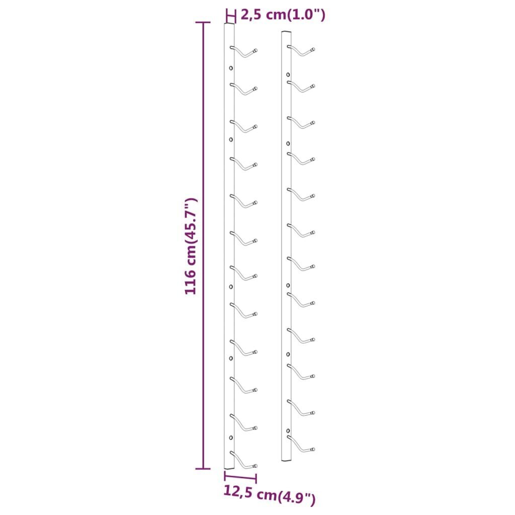 Prie sienos montuojami vyno laikikliai, 2 vnt kaina ir informacija | Virtuvės įrankiai | pigu.lt