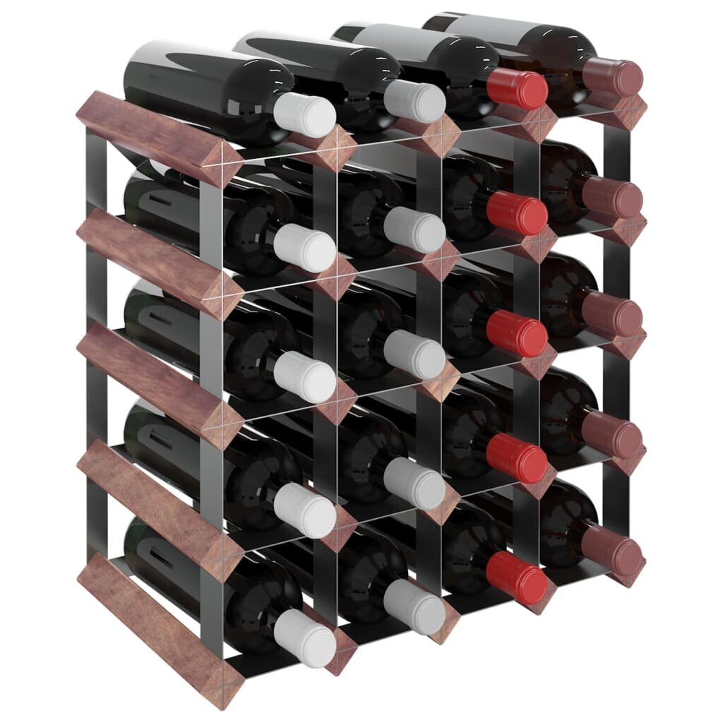 vidaXL Vyno laikiklis 20 butelių, rudas, pušies medienos masyvas цена и информация | Lentynos | pigu.lt