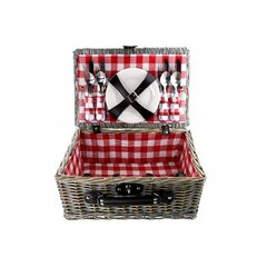 Корзина для пикника на 4 персоны, красная/клетчатая цена и информация | Посуда для хранения еды | pigu.lt