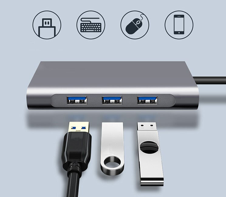 USB-C HUB 11in1 adapteris HDMI 4K VGA Gigabit Ethernet RJ45 lizdas SD mini Jack Macbook Pro/Air M1 Zenwire цена и информация | Adapteriai, USB šakotuvai | pigu.lt