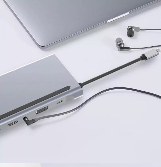 DOCKING STACIJA USB-C HUB 12in1 Ethernet RJ45 2x HDMI 4K USB 3.0 Macbook Pro Air M1 Zenwire kaina ir informacija | Adapteriai, USB šakotuvai | pigu.lt