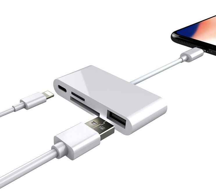 Lightning kortelių skaitytuvas micro SD USB iPhone цена и информация | Adapteriai, USB šakotuvai | pigu.lt