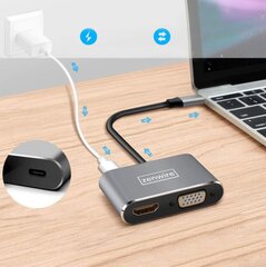 USB-C 4W1 USB-C 4W1 HDMI 4K VGA USB Zenwire kaina ir informacija | Adapteriai, USB šakotuvai | pigu.lt