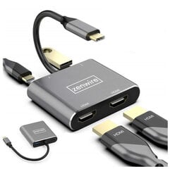 USB-C 4W1 adapterio šakotuvas 2x HDMI 4K USB Zenwire цена и информация | Адаптеры, USB-разветвители | pigu.lt