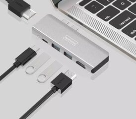 USB-C HUB 5in1 adapteris 2x HDMI USB 3.0 Macbook Pro Air M1 Zenwire kaina ir informacija | Adapteriai, USB šakotuvai | pigu.lt