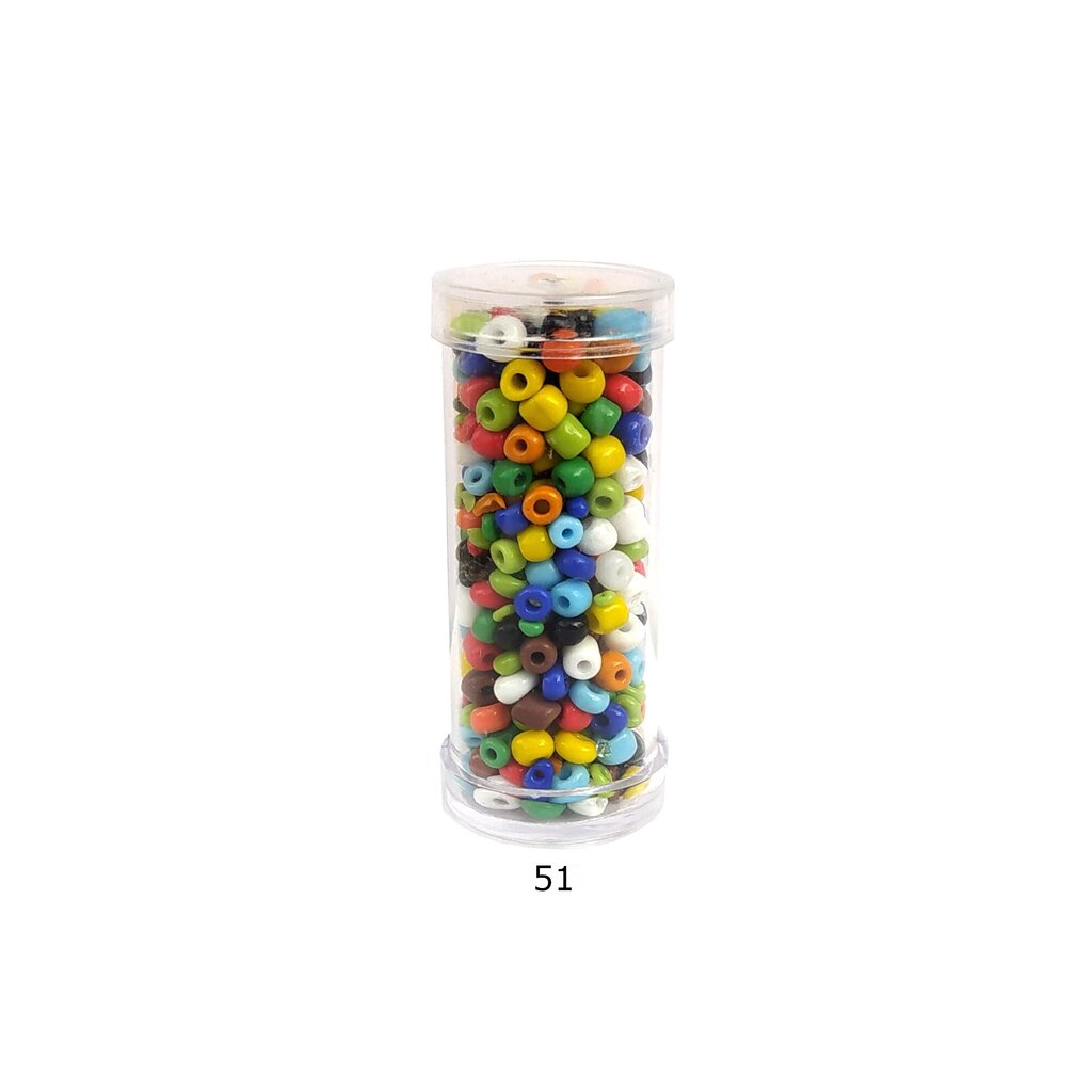 Stikliniai apvalūs karoliukai (biseris) Nr. 6/0 RainBow® plastikinėje tūbelėje 25 g, spalva 51 kaina ir informacija | Papuošalų gamybai, vėrimui | pigu.lt