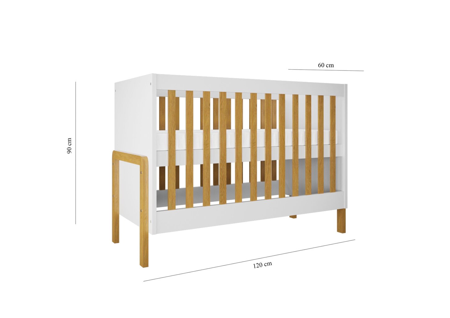 Kūdikių lovytė Kocot Kids Victor, 60x120 cm, balta kaina ir informacija | Kūdikių lovytės | pigu.lt