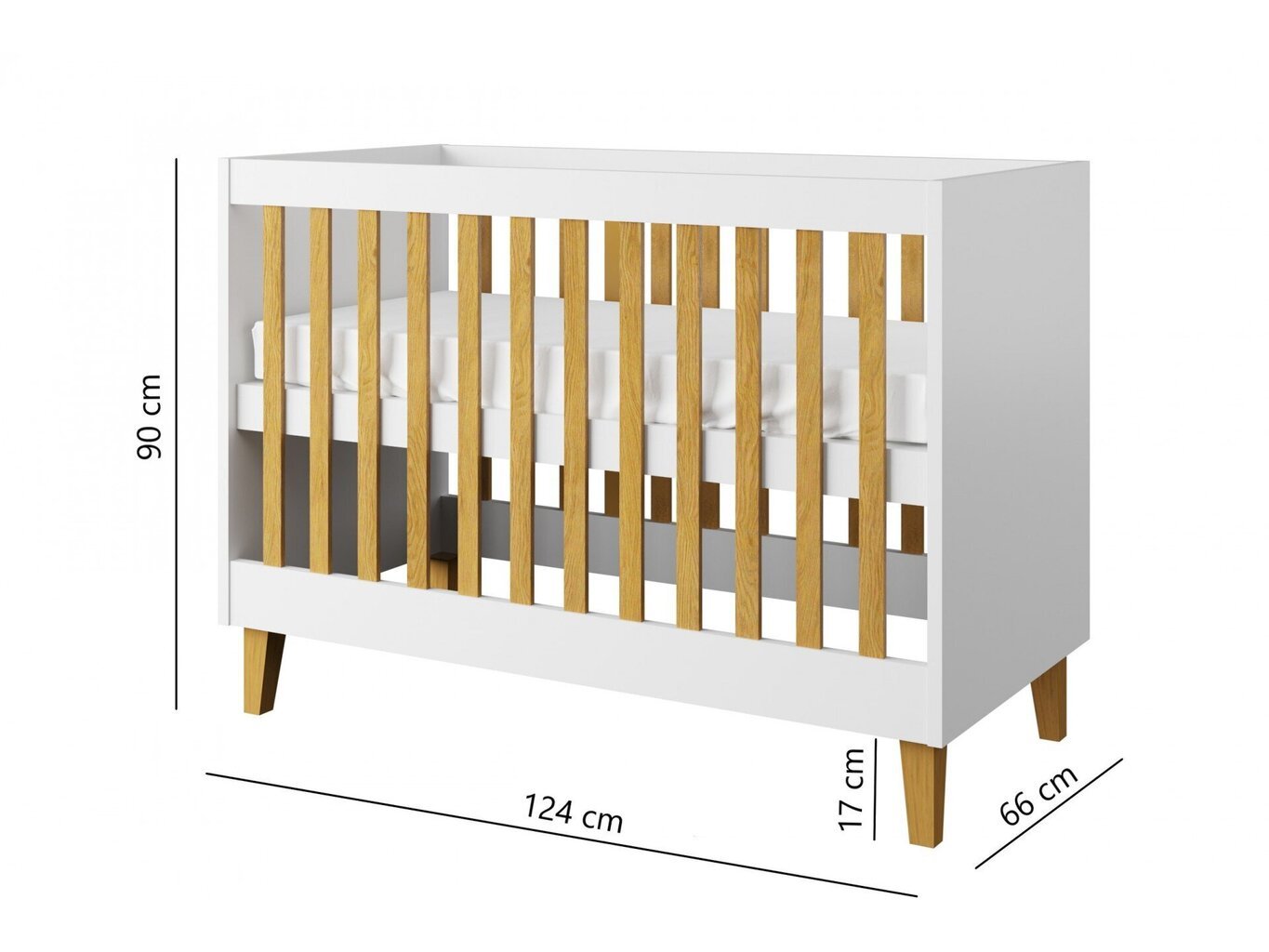 Kūdikių lovytė Kocot Kids Kubi, 60x120 cm, balta kaina ir informacija | Kūdikių lovytės | pigu.lt