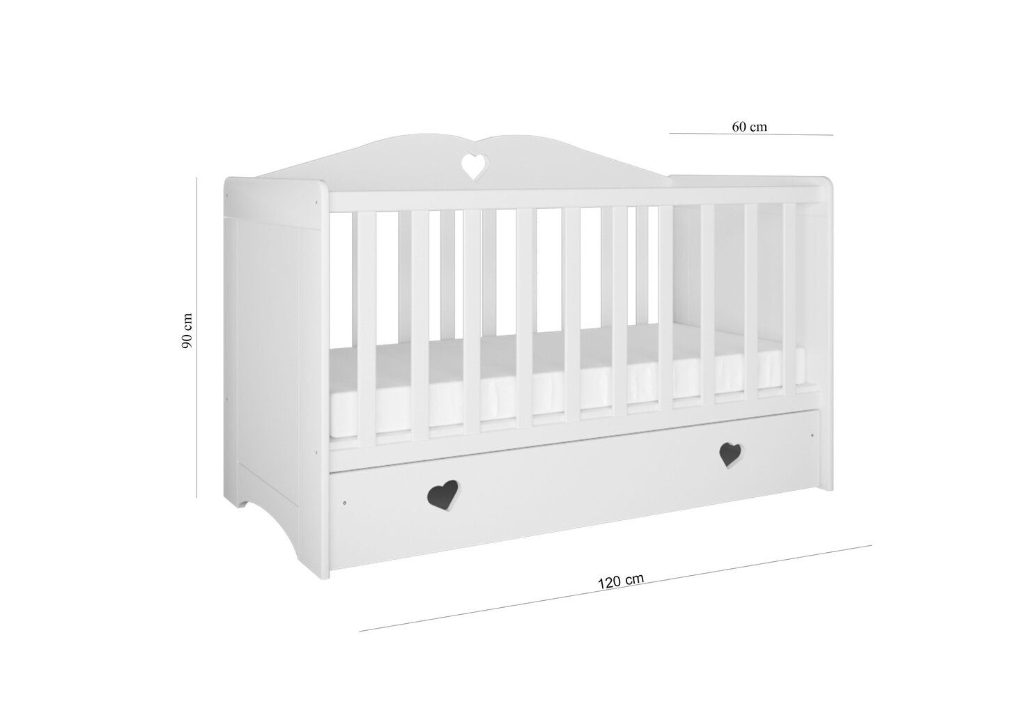 Kūdikių lovytė Kocot Kids Julia, 60x120 cm, balta kaina ir informacija | Kūdikių lovytės | pigu.lt