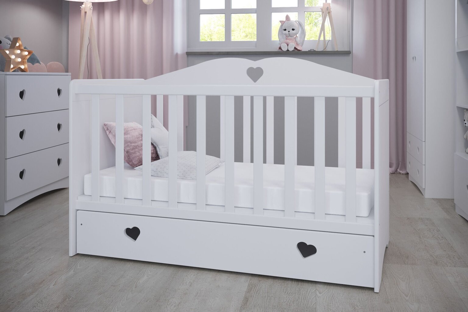 Kūdikių lovytė Kocot Kids Julia, 60x120 cm, balta kaina ir informacija | Kūdikių lovytės | pigu.lt