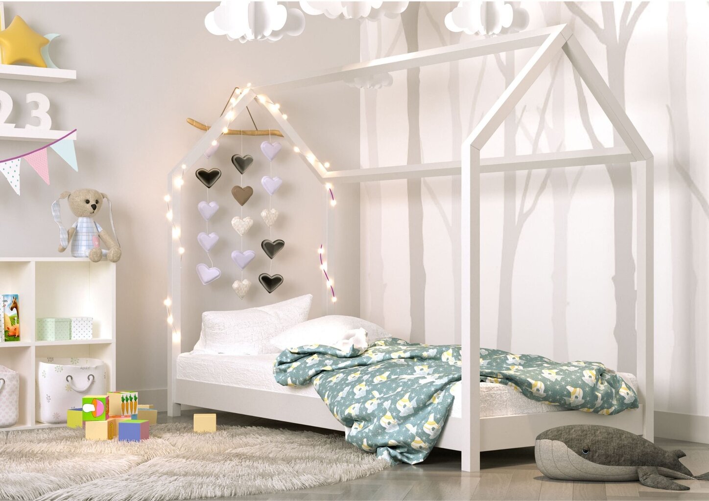 Vaikiška lova Kocot Kids Bella, 80x160 cm, balta kaina ir informacija | Vaikiškos lovos | pigu.lt