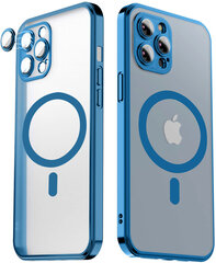 Matte transparent soft case camera protection (electroplated) Apple iPhone 12 ( support Magsafe), blue - mėlynas kaina ir informacija | Telefono dėklai | pigu.lt
