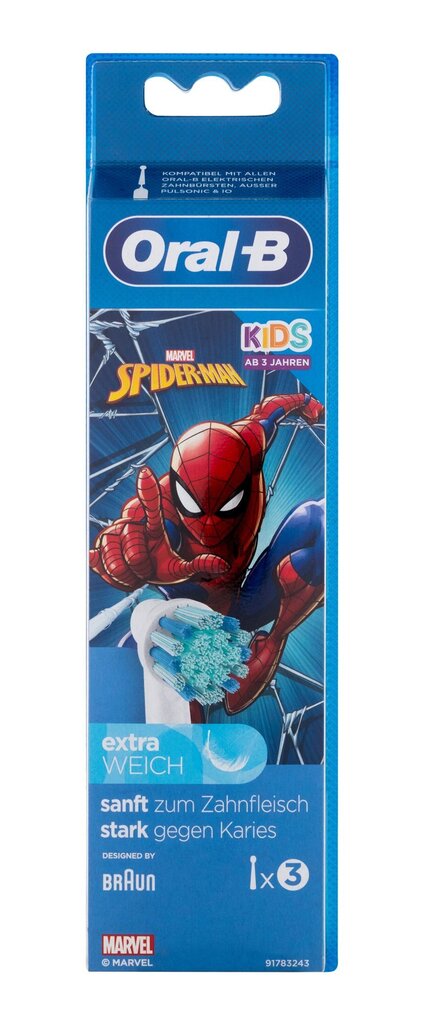 Oral-B Kids Spiderman цена и информация | Elektrinių dantų šepetėlių antgaliai | pigu.lt