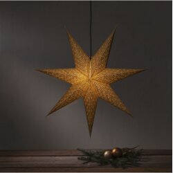 Dekoratyvinė popierinė kabanti auksinė žvaigždė 60x60cm Brodie 501-74 цена и информация | Kalėdinės dekoracijos | pigu.lt