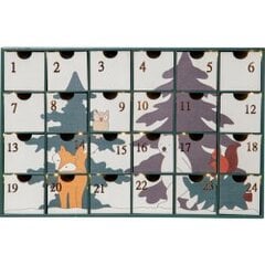 LED medinis advento kalendorius spalvotas 24LED 3xAA 1.44W 38x24.5cm Forest Friends 271-86 kaina ir informacija | Žvakės, Žvakidės | pigu.lt