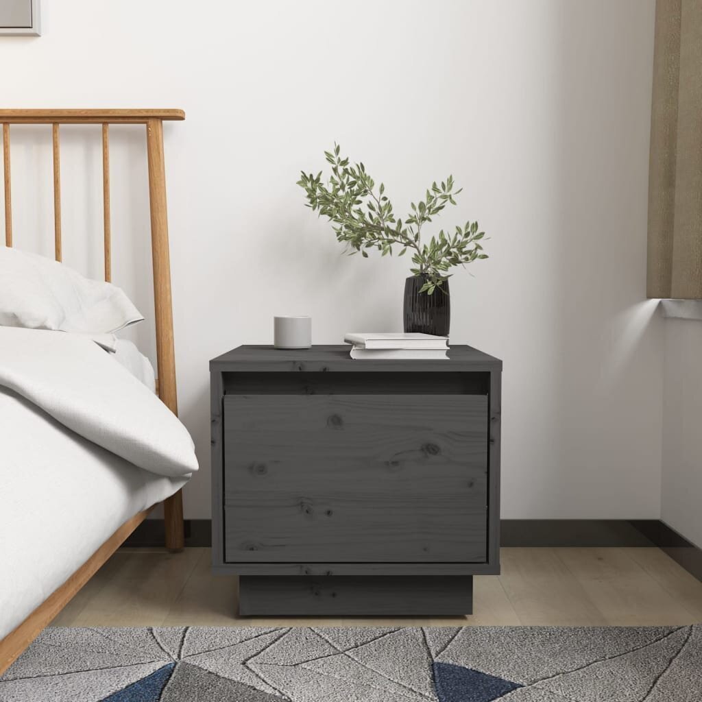 Naktinės spintelės, 2 vnt, 35x34x32 cm, pilkos kaina ir informacija | Spintelės prie lovos | pigu.lt
