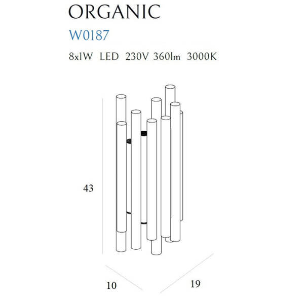 ORGANIC W0187, sieninis šviestuvas kaina ir informacija | Sieniniai šviestuvai | pigu.lt