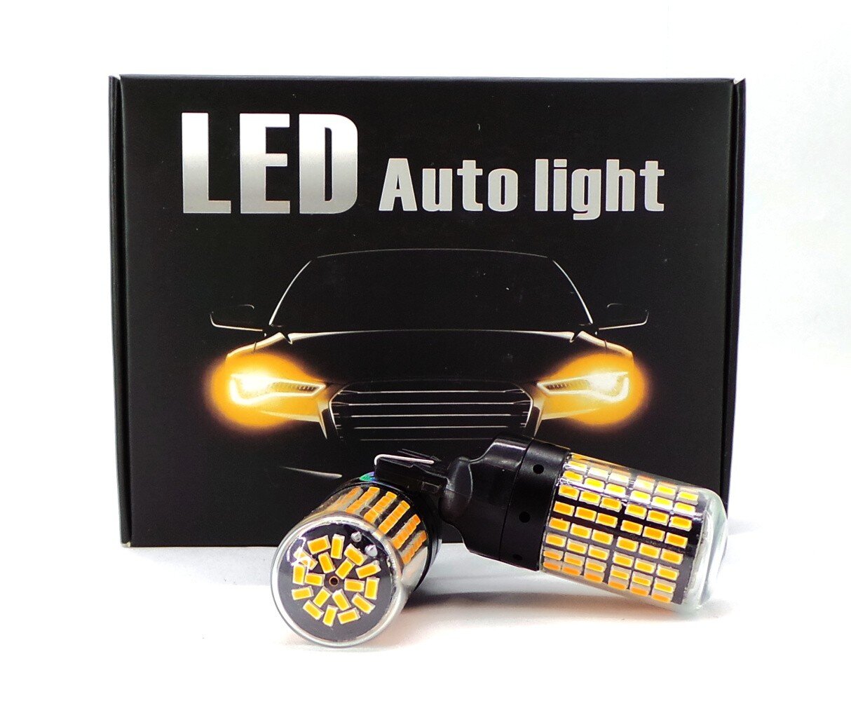 W21W LED lemputės 2x 7440 12-24V CANBUS oranžinės spalvos PREMIUM kaina ir informacija | Automobilių lemputės | pigu.lt