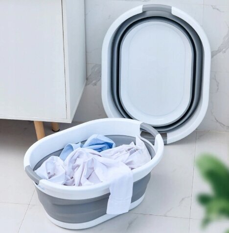 Silikoninis sulankstomas skalbinių krepšelis kaina ir informacija | Valymo reikmenys ir priedai | pigu.lt