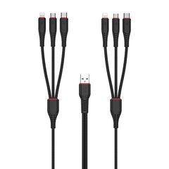 Laidas telefonui XO NB196 6in1 USB - 2x Lightning + USB-C + microUSB 1,2m 3,5A, 2m 2,5A kaina ir informacija | Laidai telefonams | pigu.lt