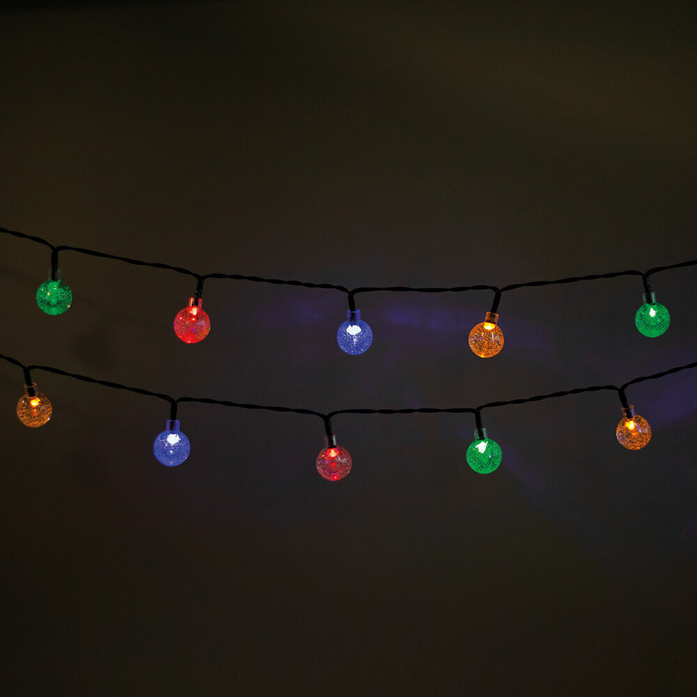 Nuo saulės pasikraunančių lempučių girlianda LED CRYSTAL BALLS SCB61 6,5m 30 balls Forever Light, įvairių spalvų цена и информация | Girliandos | pigu.lt