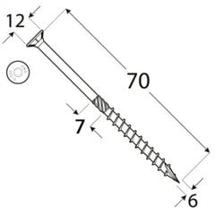Шурупы по дереву CS 6x70 200шт TX30 цена и информация | Крепежные изделия | pigu.lt