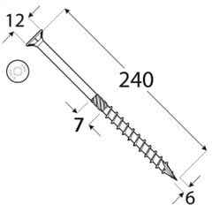 Шурупы по дереву CS 6x240 100шт TX30 цена и информация | Крепежные изделия | pigu.lt