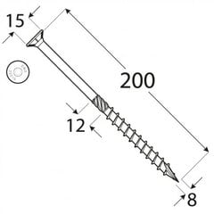 Шурупы по дереву CS 8x200 50шт TX40 цена и информация | Крепежные изделия | pigu.lt