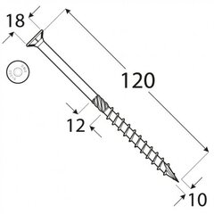 Шурупы по дереву CS 10x120 50шт TX40 цена и информация | Крепежные изделия | pigu.lt