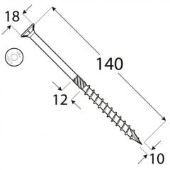 Шурупы по дереву CS 10x140 50шт TX40 цена и информация | Крепежные изделия | pigu.lt