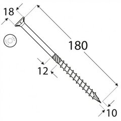 Шурупы по дереву CS 10x180 50шт TX40 цена и информация | Крепежные изделия | pigu.lt