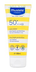 Солнцезащитный лосьон Mustela с очень высокой степенью защиты SPF50+, 100 мл цена и информация | Кремы от загара | pigu.lt