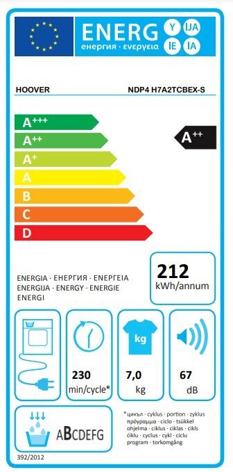 Hoover NDP4 H7A2TCBEX-S kaina ir informacija | Džiovyklės | pigu.lt