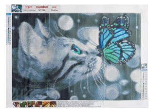 Алмазная мозаика Котенок с бабочкой, 30 х 40 цена и информация | Алмазная мозаика | pigu.lt