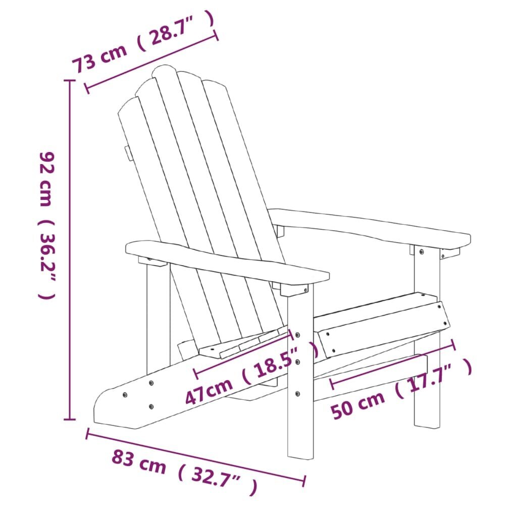 vidaXL Sodo Adirondack kėdės, 2vnt., rudos spalvos, HDPE цена и информация | Lauko kėdės, foteliai, pufai | pigu.lt