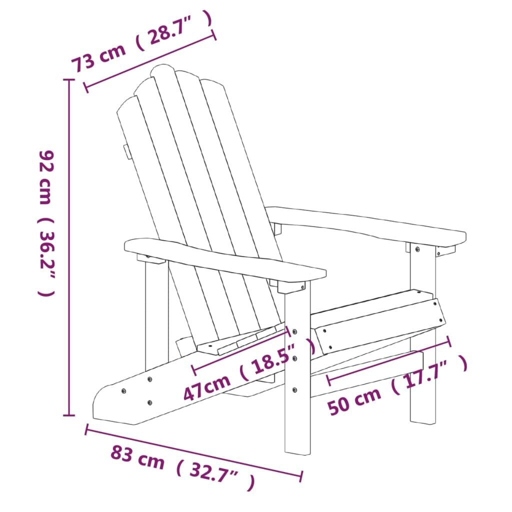 vidaXL Sodo Adirondack kėdės, 2vnt., mėlynos spalvos, HDPE kaina ir informacija | Lauko kėdės, foteliai, pufai | pigu.lt