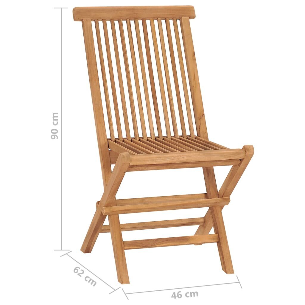 vidaXL Sulankstomos sodo kėdės, 6vnt., tikmedžio medienos masyvas kaina ir informacija | Lauko kėdės, foteliai, pufai | pigu.lt