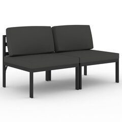 vidaXL Dvivietė sodo sofa su pagalvėlėmis, antracito, aliuminis цена и информация | Комплекты уличной мебели | pigu.lt