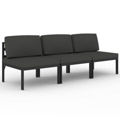 vidaXL Trivietė sodo sofa su pagalvėlėmis, antracito, aliuminis kaina ir informacija | Lauko baldų komplektai | pigu.lt