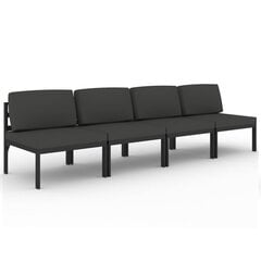 vidaXL Keturvietė sodo sofa su pagalvėlėmis, antracito, aliuminis kaina ir informacija | Lauko baldų komplektai | pigu.lt