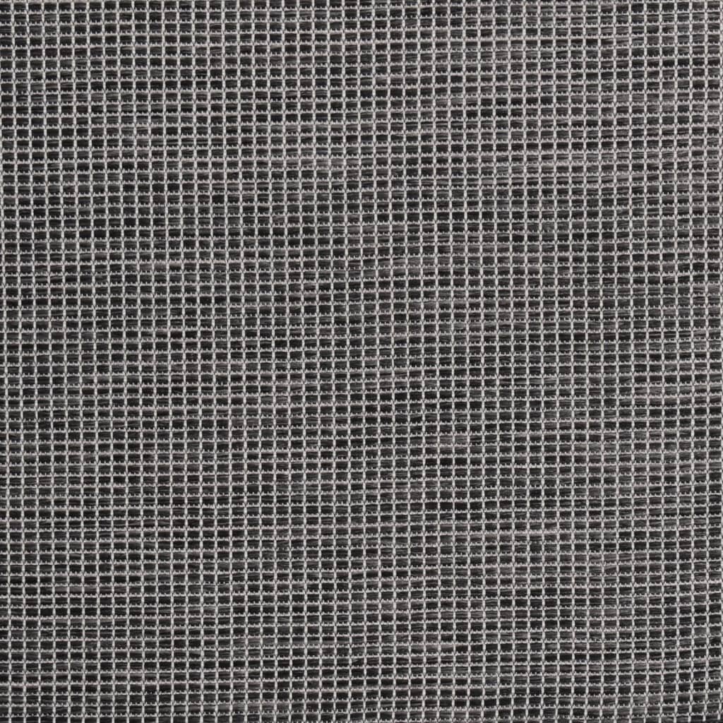 vidaXL Lauko kilimėlis, pilkos spalvos, 80x250cm, plokščio pynimo kaina ir informacija | Kilimai | pigu.lt