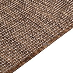 vidaXL Lauko kilimėlis, rudos spalvos, 80x250cm, plokščio pynimo цена и информация | Ковры | pigu.lt